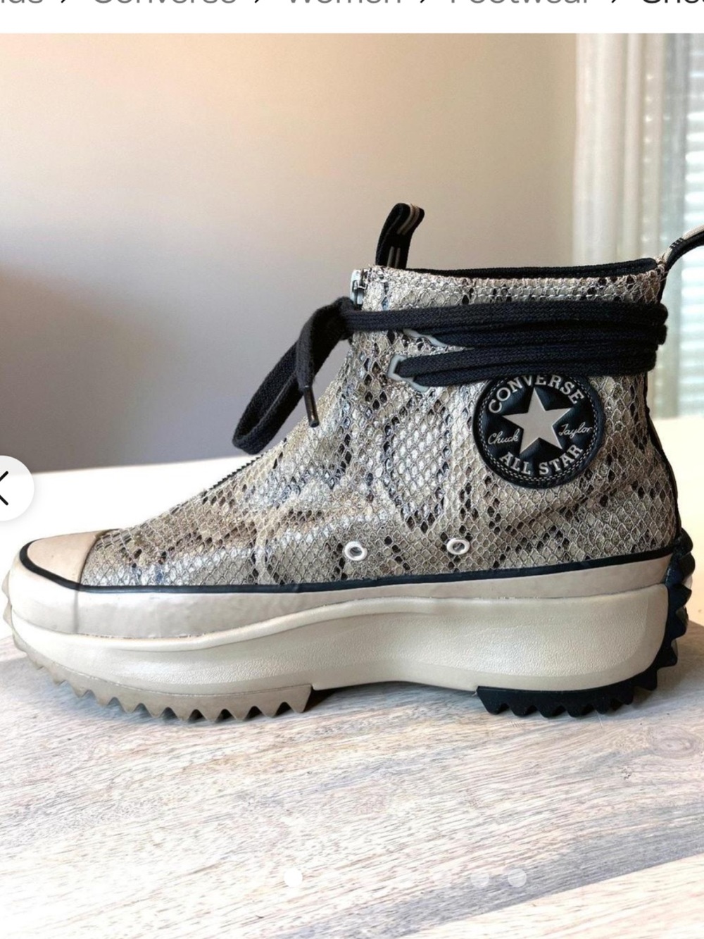 Converse Snake Print Platform High Top in Black and Cream